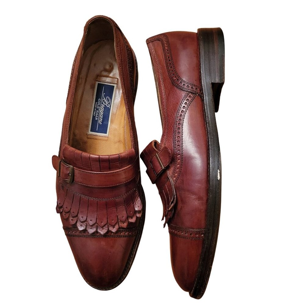 Cole Haan Bragano Brown Italian Leather Loafers Kiltie Fringe Buckle 10D Vibram
